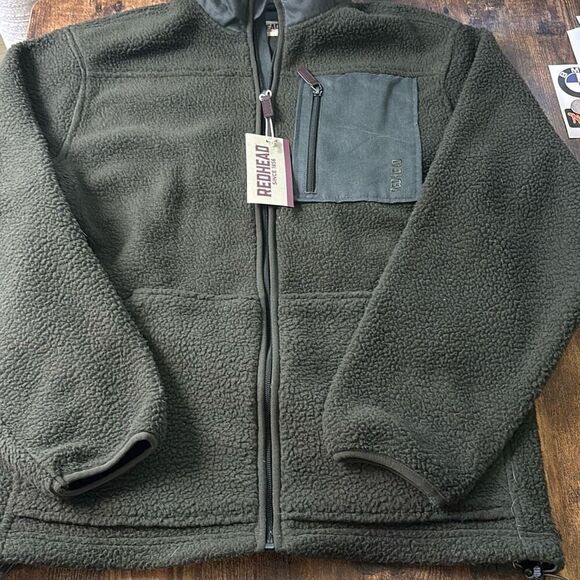 NWT Redhead Bass Pro Cabelas green berber fleece full zip jacket M - Picture 4 of 6